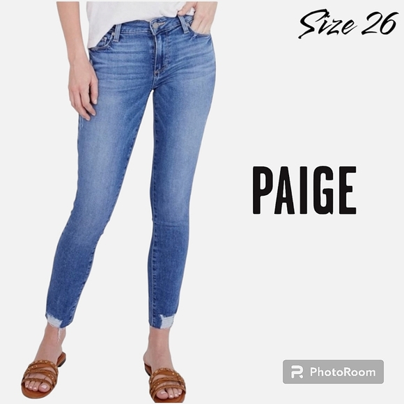 PAIGE Denim - PAIGE NWT Verdugo Ankle Skinny Distressed Blue Denim Womens Mid Rise 26 Jeans